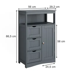 Vicco Armoire Midischrank Gris 56x86.5cm* Armoire De Salle De Bains