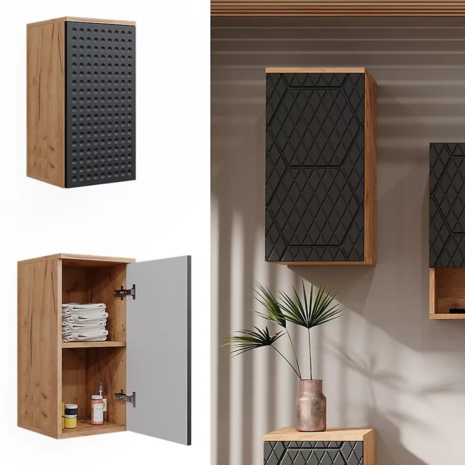 Vicco Armoire murale Anthracite à pois 30x59cm 2 compartiments, salle de bain* Armoire De Salle De Bains