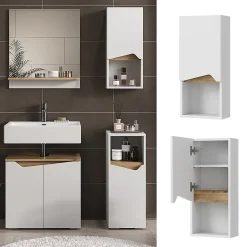 Vicco Armoire murale Blanc 30x67cm avec porte et compartiment ouvert* Armoire De Salle De Bains
