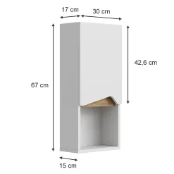 Vicco Armoire murale Blanc 30x67cm avec porte et compartiment ouvert* Armoire De Salle De Bains