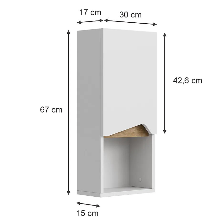 Vicco Armoire murale Blanc 30x67cm avec porte et compartiment ouvert* Armoire De Salle De Bains