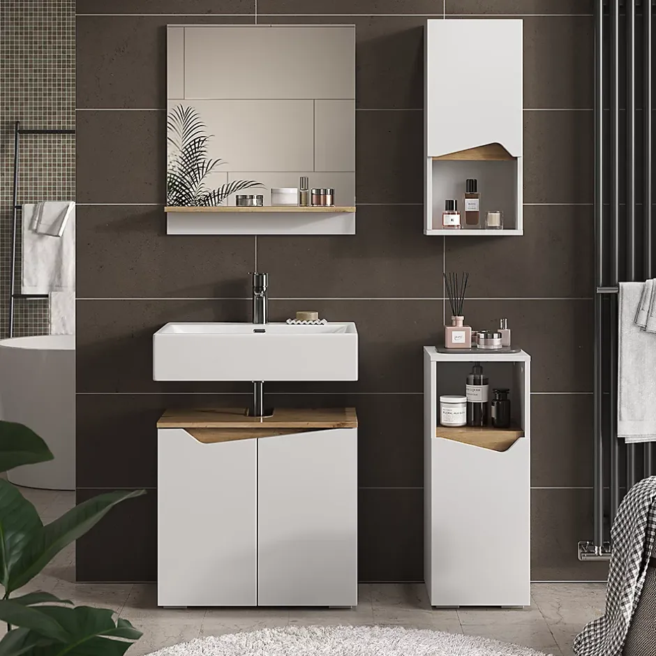 Vicco Armoire murale Blanc 30x67cm avec porte et compartiment ouvert* Armoire De Salle De Bains