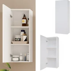 Vicco Armoire murale Blanc 33x84cm avec 2 étagères