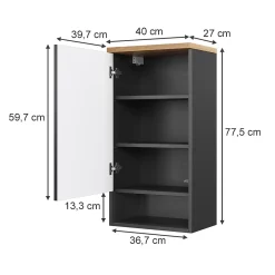 Vicco Armoire murale de salle de bain Anthracite 40x77.5cm