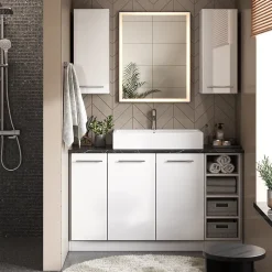 Vicco Armoire murale de salle de bain Chêne noir brillant/blanc 40x72cm