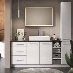 Vicco Armoire murale de salle de bain Chêne noir brillant/blanc 40x72cm