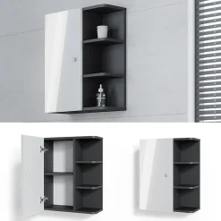 Vicco Armoire murale de salle de bain Blanc Haute brillance 47.2x59.2cm