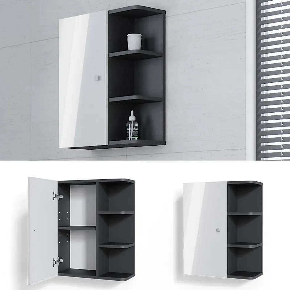 Vicco Armoire murale de salle de bain Blanc Haute brillance 47.2x59.2cm