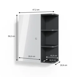 Vicco Armoire murale de salle de bain Blanc Haute brillance 47.2x59.2cm