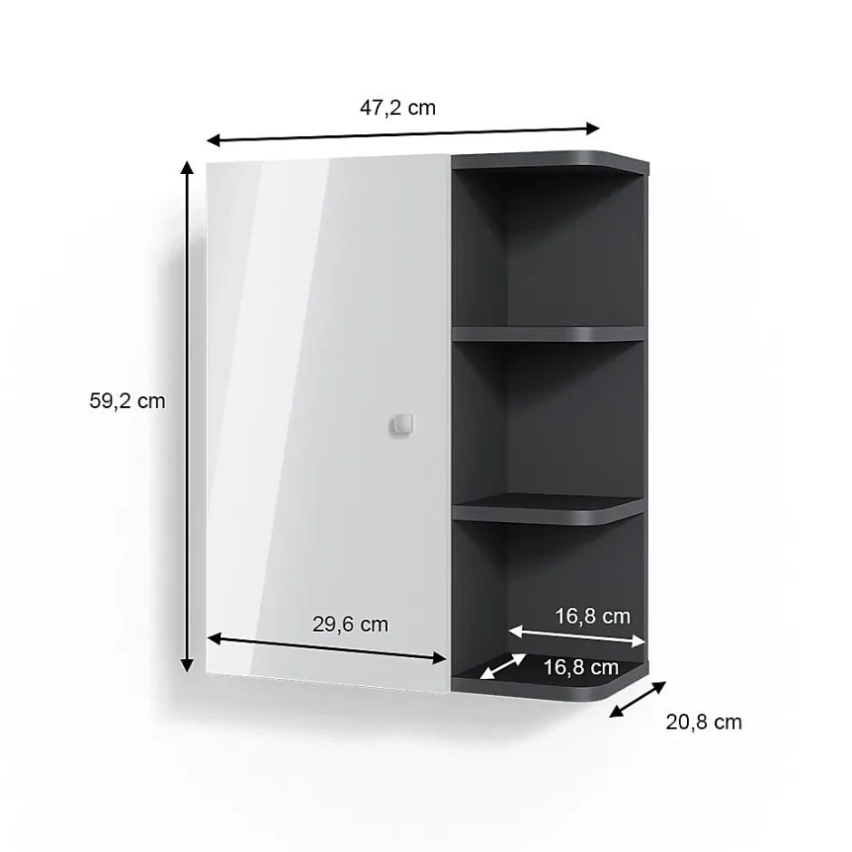 Vicco Armoire murale de salle de bain Blanc Haute brillance 47.2x59.2cm