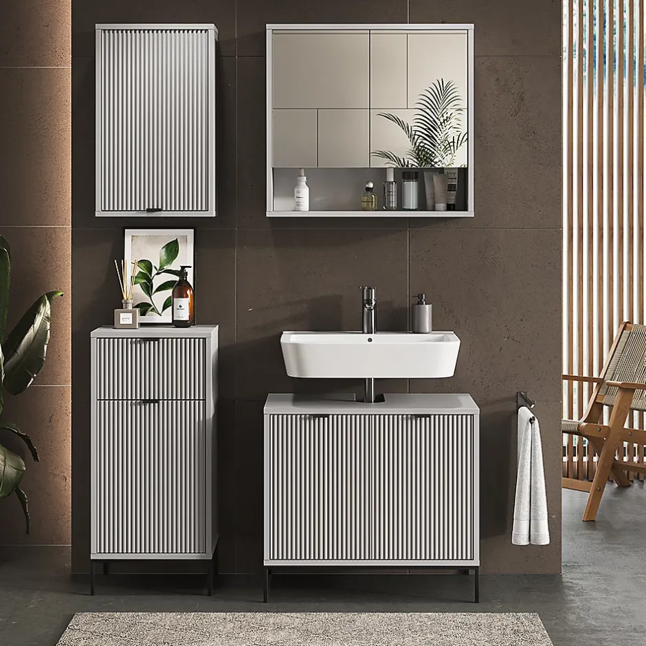 Vicco Armoire murale Gris 40x65cm avec 2 étagères