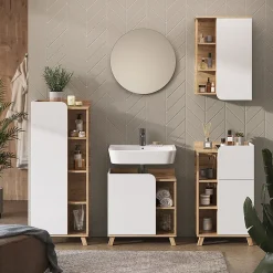 Vicco Armoire murale Sonoma/blanc 50x75cm avec porte et compartiments ouverts* Armoire De Salle De Bains