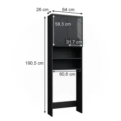 Vicco Armoire pour machine à laver Anthracite Haute brillance 64x190.5cm* Meuble Wc