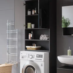 Vicco Armoire pour machine à laver Anthracite Haute brillance 64x190.5cm* Meuble Wc