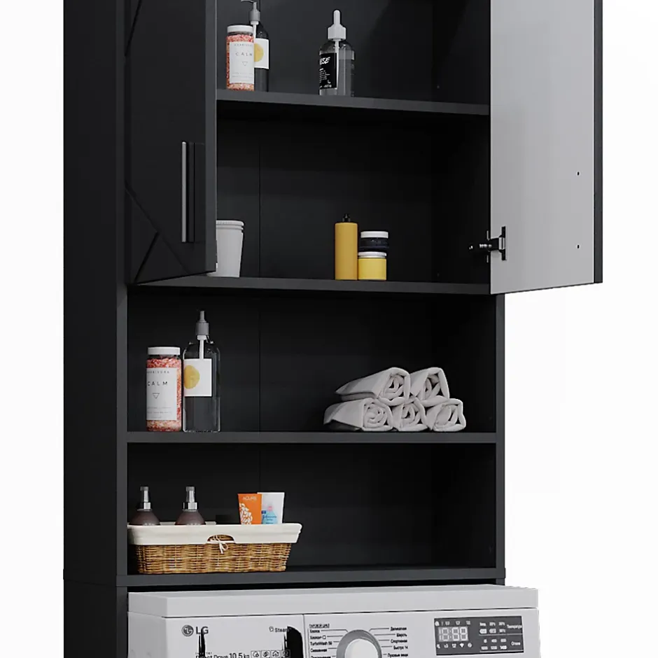 Vicco Armoire pour machine à laver Anthracite Haute brillance 64x190.5cm* Meuble Wc