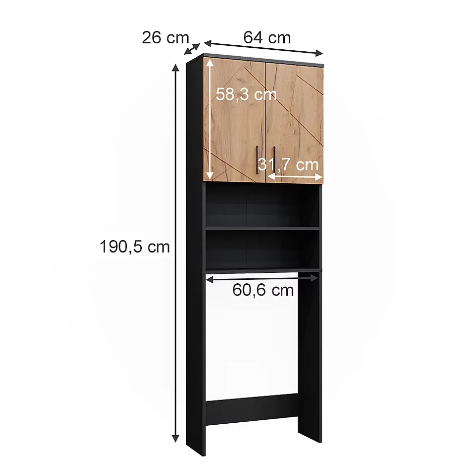 Vicco Armoire pour machine à laver Chêne doré/anthracite 64x190.5cm