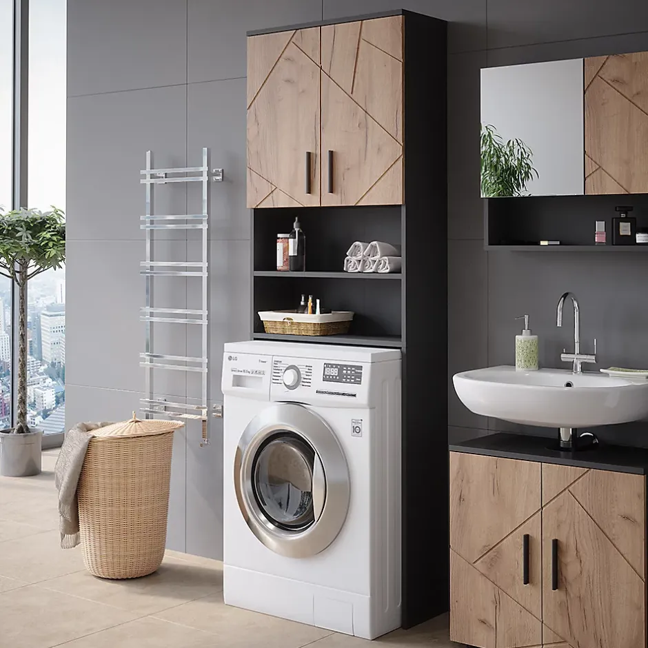 Vicco Armoire pour machine à laver Chêne doré/anthracite 64x190.5cm