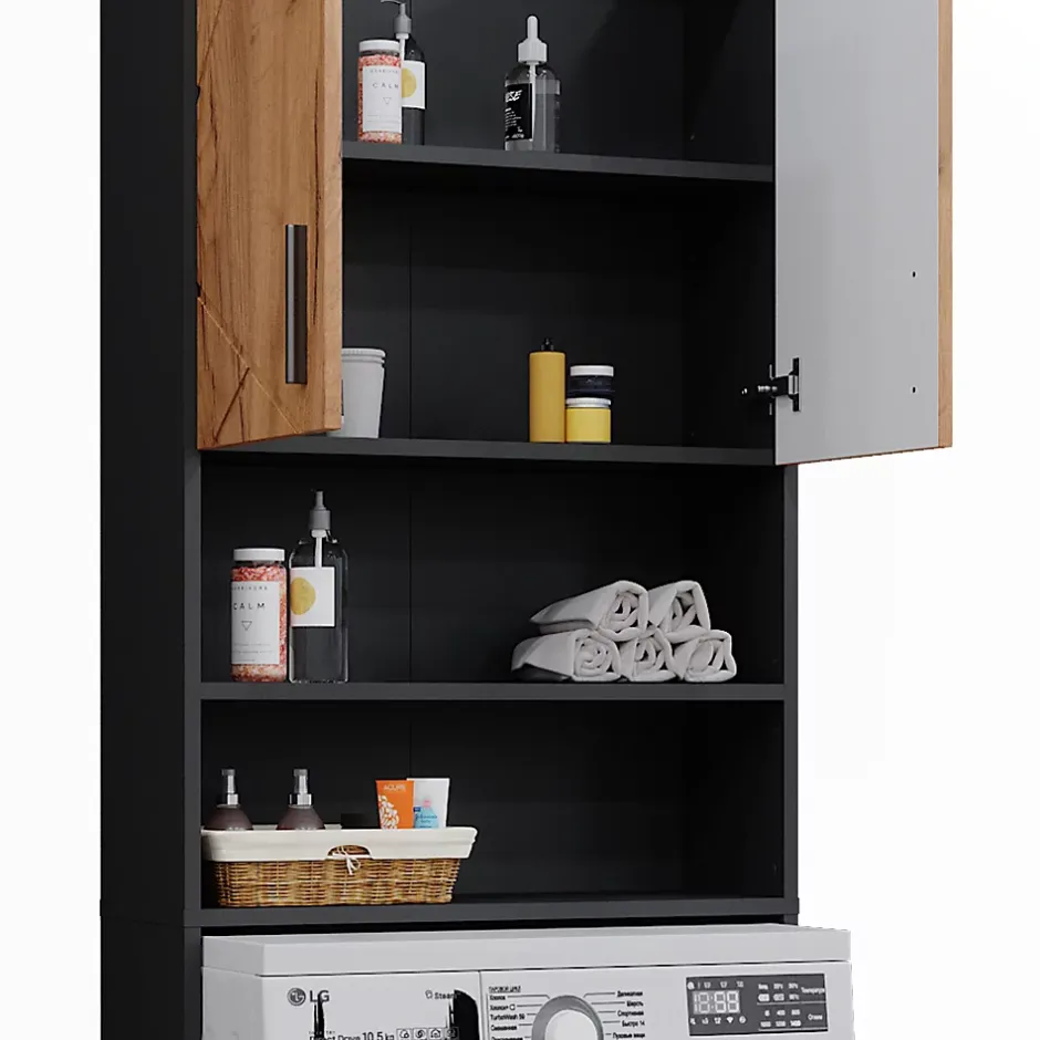Vicco Armoire pour machine à laver Chêne doré/anthracite 64x190.5cm