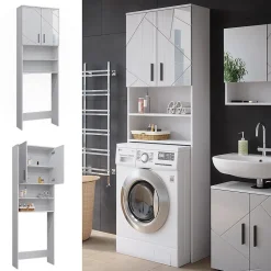 Vicco Armoire pour machine à laver Blanc Haute brillance 64x190.5cm* Meuble Wc