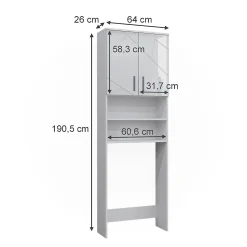 Vicco Armoire pour machine à laver Blanc Haute brillance 64x190.5cm* Meuble Wc