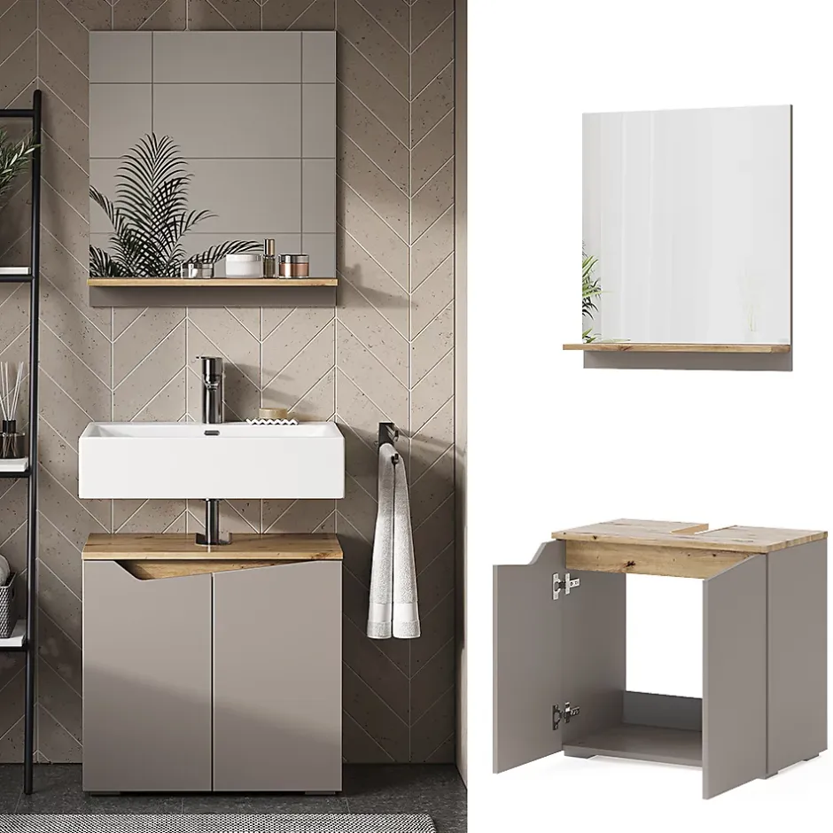 Vicco Combinaison de meubles de salle de bain Grège 2 pièces* Ensemble Meuble De Salle De Bains