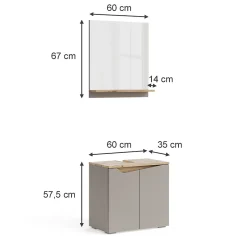 Vicco Combinaison de meubles de salle de bain Grège 2 pièces* Ensemble Meuble De Salle De Bains