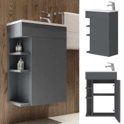 Vicco Ensemble de meubles de salle de bain Anthracite 2 parties, avec lavabo
