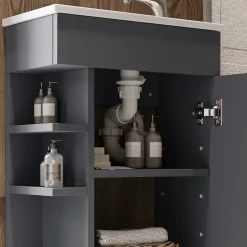 Vicco Ensemble de meubles de salle de bain Anthracite 2 parties, avec lavabo