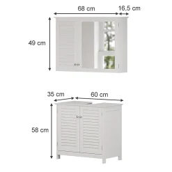 Vicco Ensemble de meubles de salle de bain Blanc 2 parties* Ensemble Meuble De Salle De Bains