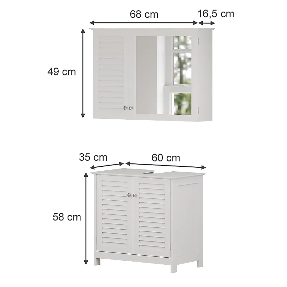 Vicco Ensemble de meubles de salle de bain Blanc 2 parties* Ensemble Meuble De Salle De Bains