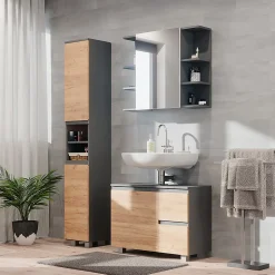 Vicco Ensemble de meubles de salle de bain Gris 3 parties