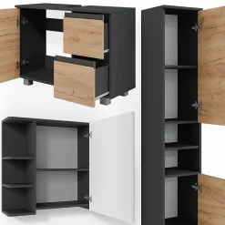 Vicco Ensemble de meubles de salle de bain Gris 3 parties
