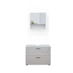 Vicco Ensemble de meubles de salle de bain Blanc Haute brillance 2 parties* Ensemble Meuble De Salle De Bains