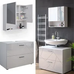 Vicco Ensemble de meubles de salle de bain Blanc Haute brillance 2 parties* Ensemble Meuble De Salle De Bains