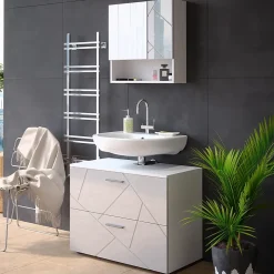 Vicco Ensemble de meubles de salle de bain Blanc Haute brillance 2 parties* Ensemble Meuble De Salle De Bains