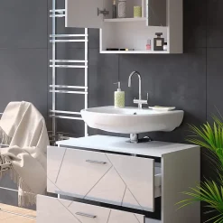 Vicco Ensemble de meubles de salle de bain Blanc Haute brillance 2 parties* Ensemble Meuble De Salle De Bains