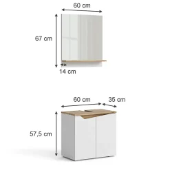 Vicco Ensemble de meubles de salle de bain Blanc 2 parties* Ensemble Meuble De Salle De Bains