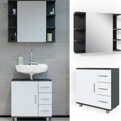 Vicco Ensemble de meubles de salle de bain Anthracite 2 parties* Ensemble Meuble De Salle De Bains