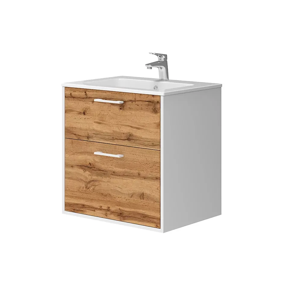 Vicco Ensemble de meubles de salle de bains Chêne blanc/force de lor 61x61.5cm avec lavabo* Lave-Mains