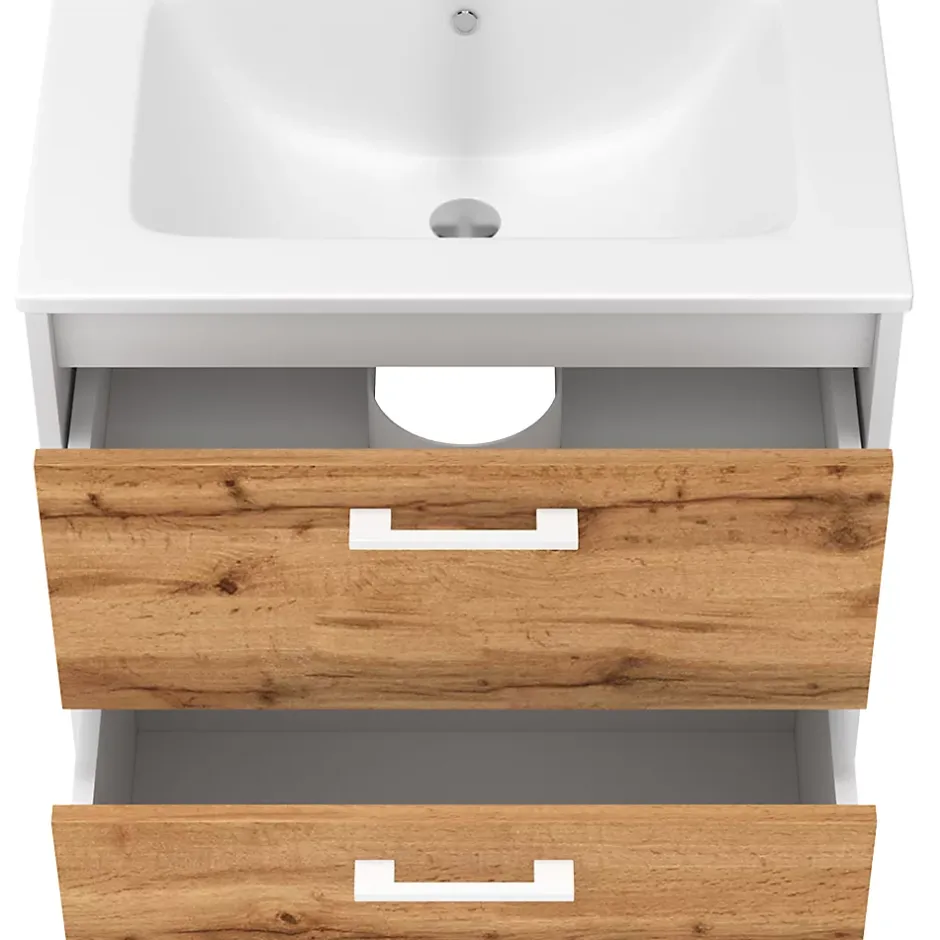 Vicco Ensemble de meubles de salle de bains Chêne blanc/force de lor 61x61.5cm avec lavabo* Lave-Mains