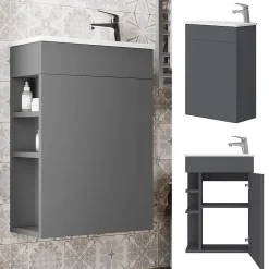 Vicco Ensemble de meubles de salle de bain Anthracite 2 parties, avec lavabo