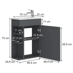 Vicco Ensemble de meubles de salle de bain Anthracite 2 parties, avec lavabo