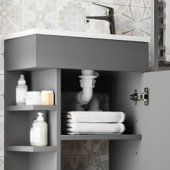 Vicco Ensemble de meubles de salle de bain Anthracite 2 parties, avec lavabo
