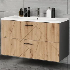 Vicco Ensemble de meubles de salle de bains Anthracite/Artisan 2 pièces