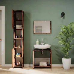 Vicco Ensemble de meubles de salle de bain Chêne rustique 3 pièces, avec armoire haute* Ensemble Meuble De Salle De Bains