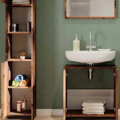 Vicco Ensemble de meubles de salle de bain Chêne rustique 3 pièces, avec armoire haute* Ensemble Meuble De Salle De Bains