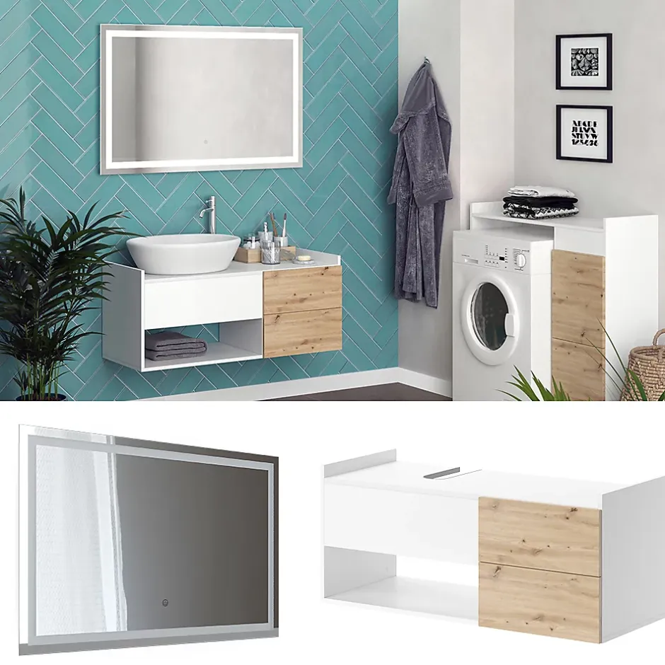 Vicco Ensemble de meubles de salle de bain Blanc 2 parties