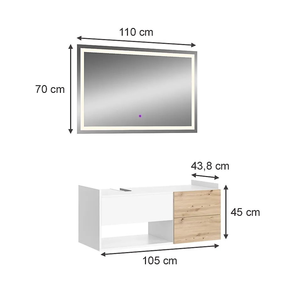 Vicco Ensemble de meubles de salle de bain Blanc 2 parties