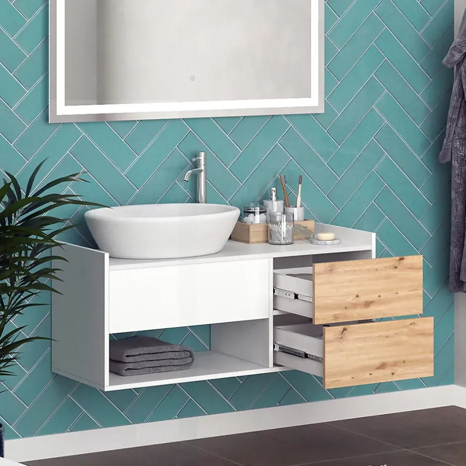 Vicco Ensemble de meubles de salle de bain Blanc 2 parties