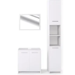 Vicco Ensemble de meubles de salle de bain Blanc 3 pièces, avec armoire haute